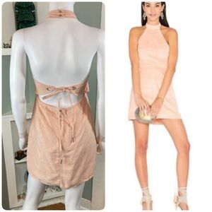 WYLDR Infinity Blush Peach Revolve Micro Fiber Halter Mini Dress Faux Suede S